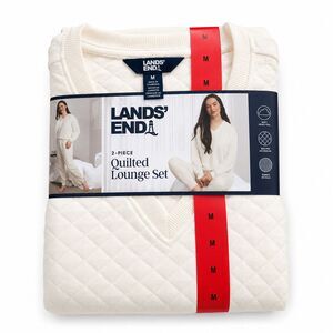 New Lands' End Women's  Lounge Set Blue Knit Polyester Spandex Size M 2-Piece